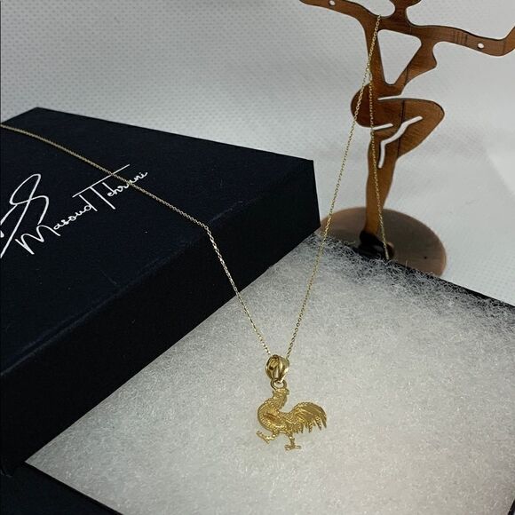Rooster 14k solid gold pendant - Picture 6 of 7